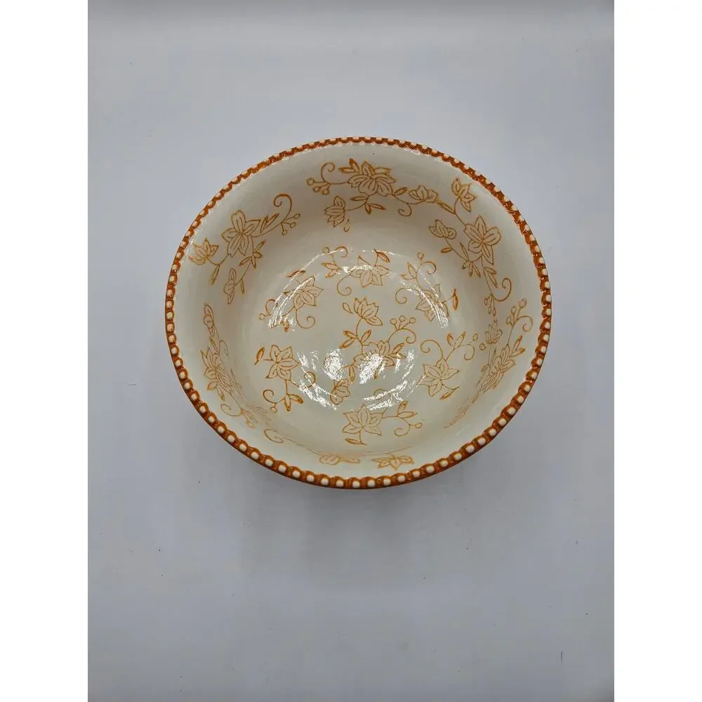Temptations by tara Floral‎ Lace 24 ounce Cereal Soup Bowl Orange White